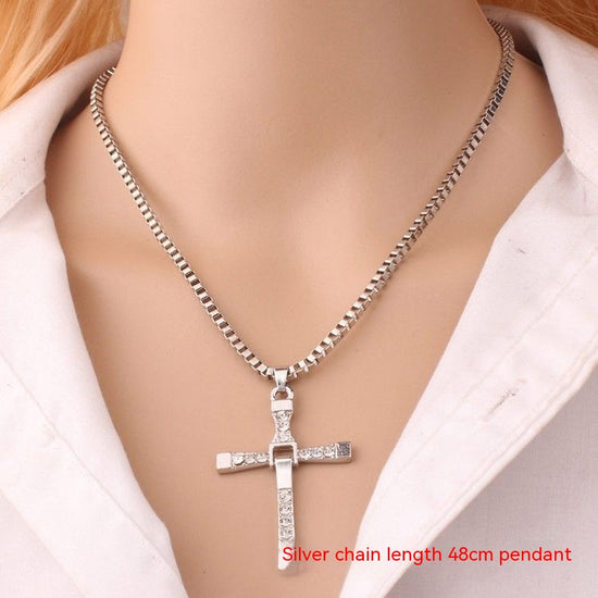 Cross-shape Necklace | Rhinestones Jewelry | Men And Women 